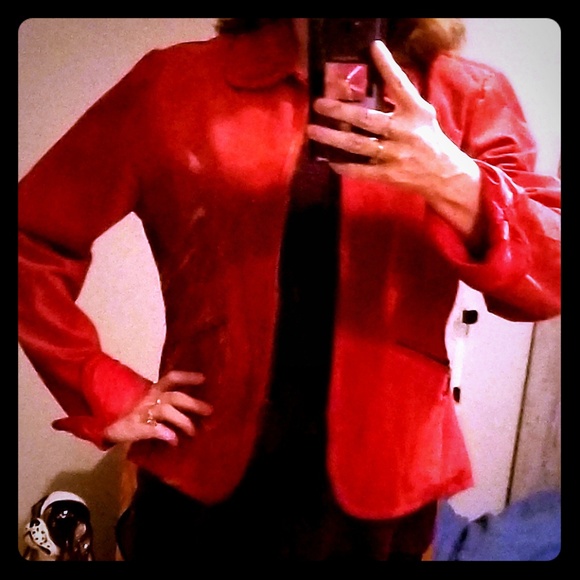 CHADWICKS Red Suede Front Zip Jacket w/pockets - Picture 1 of 5